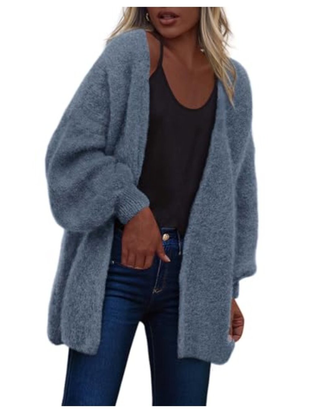 Open Front Chunky Knit Cardigan Slouchy Oversized Long Sleeve Sweater